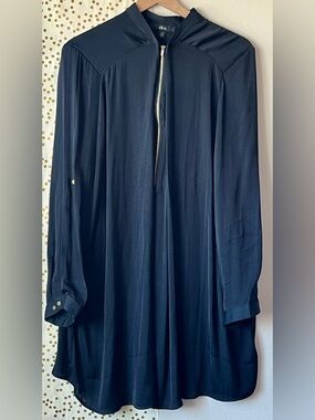 Ellos Black Long Sleeve Half-Zip Tunic Gold Hardware Pullover Top size 1X